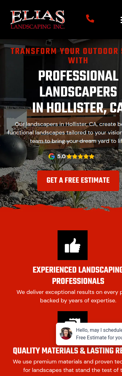 Elias Landscaping mobile website