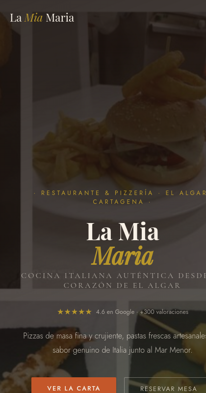 La misma web vista en móvil