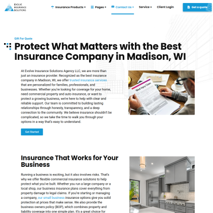 Evolve Insurance Solutions mobile view
