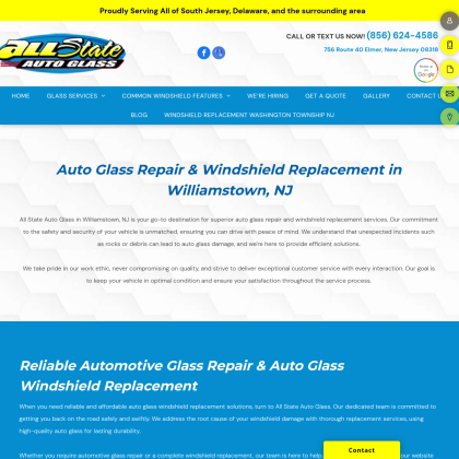 All State Auto Glass mobile view