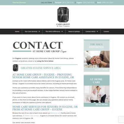 At Home Care Group - Eugene mobile view