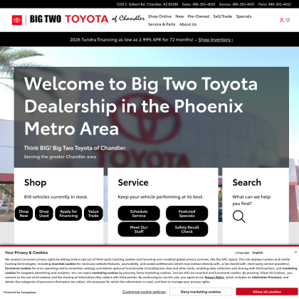 Big Two Toyota of Chandler mobile view