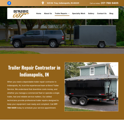 Bond Trailer Service mobile view