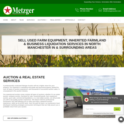Metzger Auctions mobile view