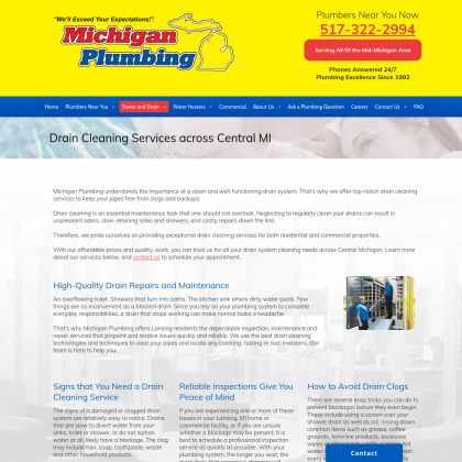 Michigan Plumbing mobile view