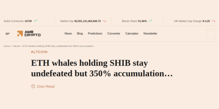 Read the full Article:  ⭲ ETH whales holding SHIB stay undefeated but 350% accumulation…