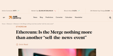 Read the full Article:  ⭲ Ethereum: Is the Merge nothing more than another “sell-the-news-event”