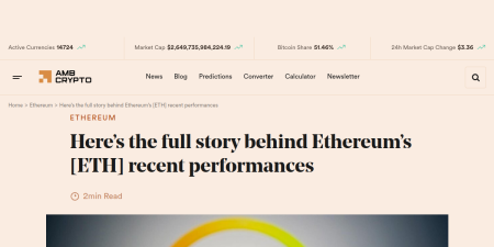 Read the full Article:  ⭲ Here’s the full story behind Ethereum’s [ETH] recent performances