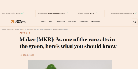 Read the full Article:  ⭲ Maker [MKR]: As one of the rare alts in the green, here’s what you should know