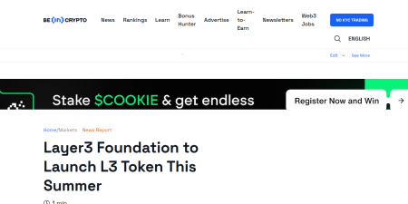 Read the full Article:  ⭲ Layer3 Foundation to Launch L3 Token This Summer