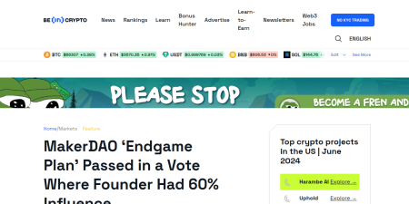 Read the full Article:  ⭲ MakerDAO ‘Endgame Plan’ Passed in a Vote Where Founder Had 60% Influence