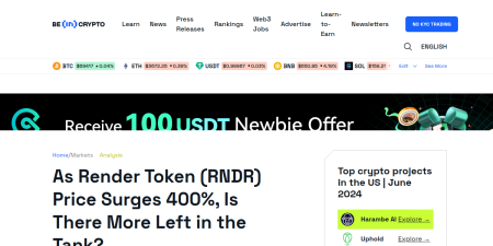Read the full Article:  ⭲ As Render Token (RNDR) Price Surges 400%, Is There More Left in the Tank?