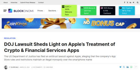 Read the full Article:  ⭲ DOJ Lawsuit Sheds Light on Apple’s Treatment of Crypto & Financial Services Apps
