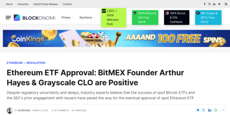 Read the full Article:  ⭲ Ethereum ETF Approval: BitMEX Founder Arthur Hayes & Grayscale CLO are Positive