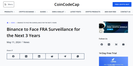 Read the full Article:  ⭲ Binance to Face FRA Surveillance for the Next 3 Years