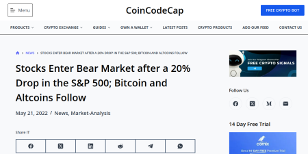 Read the full Article:  ⭲ Stocks Enter Bear Market after a 20% Drop in the S&P 500; Bitcoin and Altcoins Follow
