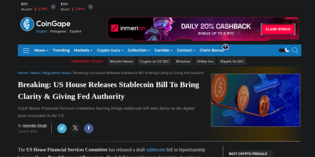 Read the full Article:  ⭲ Breaking: US House Releases Stablecoin Bill To Bring Clarity & Giving Fed Authority
