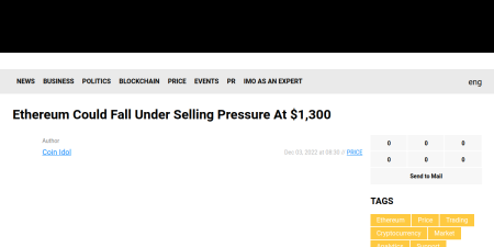Read the full Article:  ⭲ Ethereum Could Fall Under Selling Pressure At $1,300
