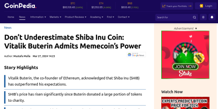 Read the full Article:  ⭲ SHIB Massively Outperformed My Expectations, Says Vitalik Buterin’s
