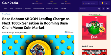 Read the full Article:  ⭲ Base Baboon $BOON Leading Charge as Next 1000x Sensation in Booming Base Chain Meme Coin Market