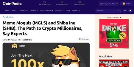 Read the full Article:  ⭲ Meme Moguls (MGLS) and Shiba Inu (SHIB): The Path to Crypto Millionaires, Say Experts