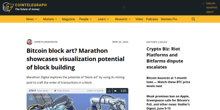 Read the full Article:  ⭲ Bitcoin block art? Marathon showcases visualization potential of block building