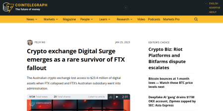 Read the full Article:  ⭲ Crypto exchange Digital Surge emerges as a rare survivor of FTX fallout