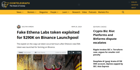 Read the full Article:  ⭲ Ethena Labs exploited for $290k on Binance Launchpool