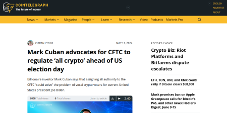 Read the full Article:  ⭲ Mark Cuban advocates for CFTC to regulate 'all crypto' ahead of US election day