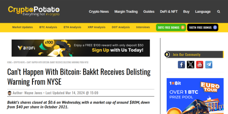 Read the full Article:  ⭲ Can’t Happen With Bitcoin: Bakkt Receives Delisting Warning From NYSE