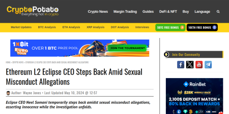 Read the full Article:  ⭲ Ethereum L2 Eclipse CEO Steps Back Amid Sexual Misconduct Allegations