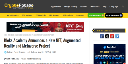 Read the full Article:  ⭲ Kleks Academy Announces a New NFT, Augmented Reality and Metaverse Project
