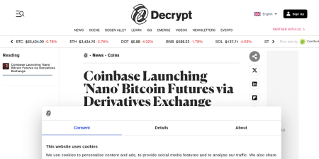 Read the full Article:  ⭲ Coinbase Launching 'Nano' Bitcoin Futures via Derivatives Exchange