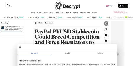 Read the full Article:  ⭲ PayPal PYUSD Stablecoin Could Breed Competition and Force Regulators to Act