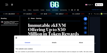 Read the full Article:  ⭲ Immutable zkEVM Offering Up to $50 Million in Token Rewards to Ethereum Gamers