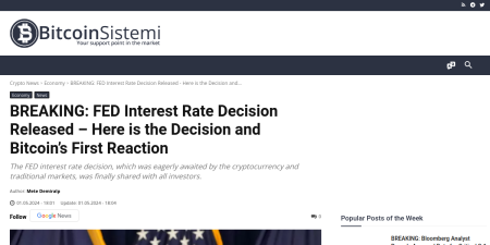 Read the full Article:  ⭲ BREAKING: FED Interest Rate Decision Released – Here is the Decision and Bitcoin’s First Reaction