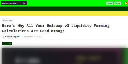 Read the full Article:  ⭲ Here’s Why All Your Uniswap v3 Liquidity Farming Calculations Are Dead Wrong!