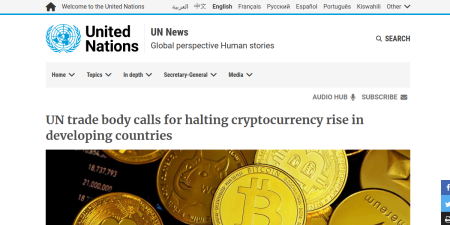 Read the full Article:  ⭲ UN trade body calls for halting cryptocurrency rise in developing countries