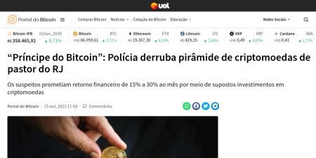 Read the full Article:  ⭲ “Príncipe do Bitcoin”: Polícia derruba pirâmide de criptomoedas de pastor do RJ