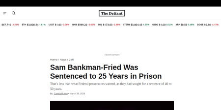 Read the full Article:  ⭲ Sam Bankman-Fried Was Sentenced to 25 Years in Prison