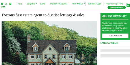 Read the full Article:  ⭲ Foxtons first estate agent to digitise lettings & sales