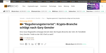 Read the full Article:  ⭲ "Regulierungsterrorist": Krypto-Branche schlägt nach Gary Gensler