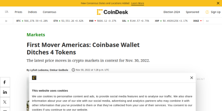 Read the full Article:  ⭲ First Mover Americas: Coinbase Wallet Ditches 4 Tokens