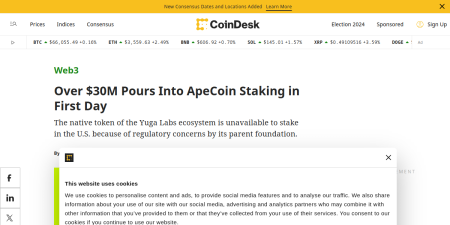 Read the full Article:  ⭲ Over $30M Pours Into ApeCoin Staking in First Day
