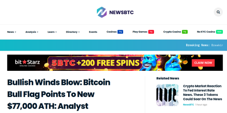 Read the full Article:  ⭲ Bullish Winds Blow: Bitcoin Bull Flag Points To New $77,000 ATH: Analyst