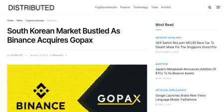 Read the full Article:  ⭲ South Korean Market Bustled As Binance Acquires Gopax