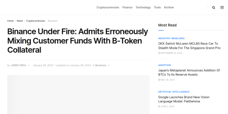 Read the full Article:  ⭲ Binance Under Fire: Admits Erroneously Mixing Customer Funds With B-Token Collateral