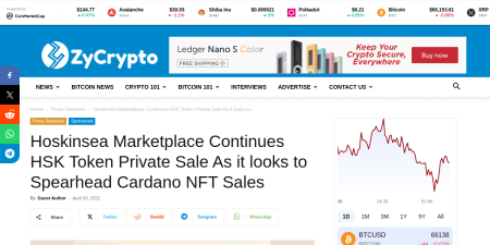 Read the full Article:  ⭲ Hoskinsea Marketplace Continues HSK Token Private Sale  As it looks to Spearhead Cardano NFT Sales