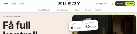 Förhandsvisning av webbplatsen elery.se – hemsida byggd av Techgruppen