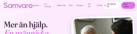 Förhandsvisning av webbplatsen samvaro.nu – hemsida byggd av Techgruppen